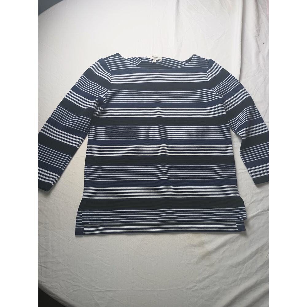 Madewell Gallerist Pontello Top Blue Black White‎ Women Size XS Career Office